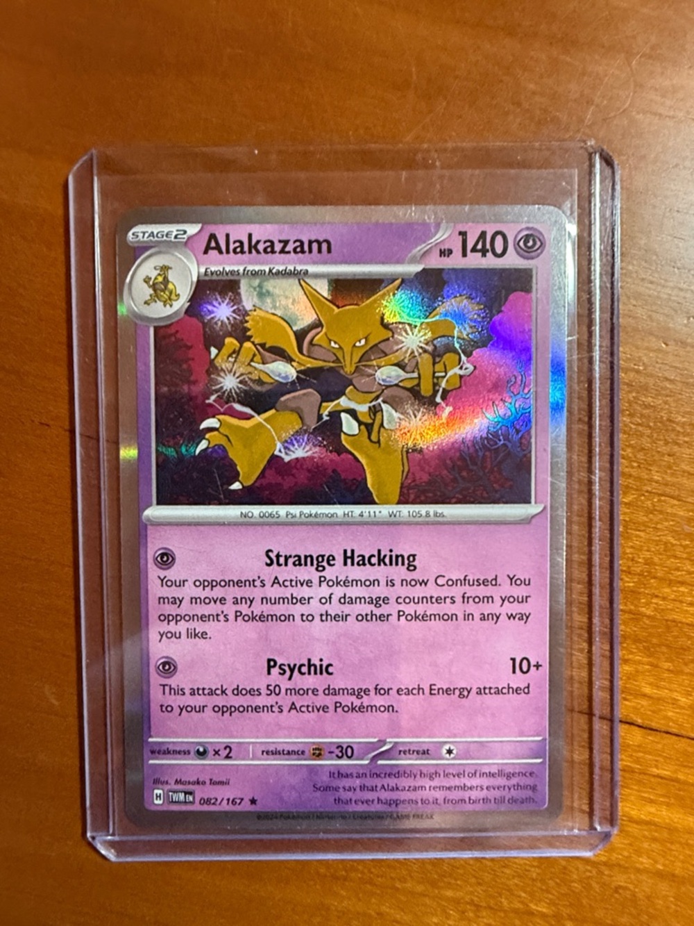 Pokemon Alakazam Holographic Card – Pink and Gold Accents
